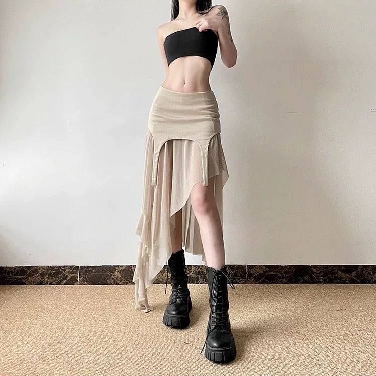 Wasteland Mesh Unequal Skirt