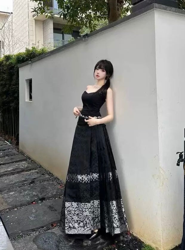 Chinese Black Long Skirt