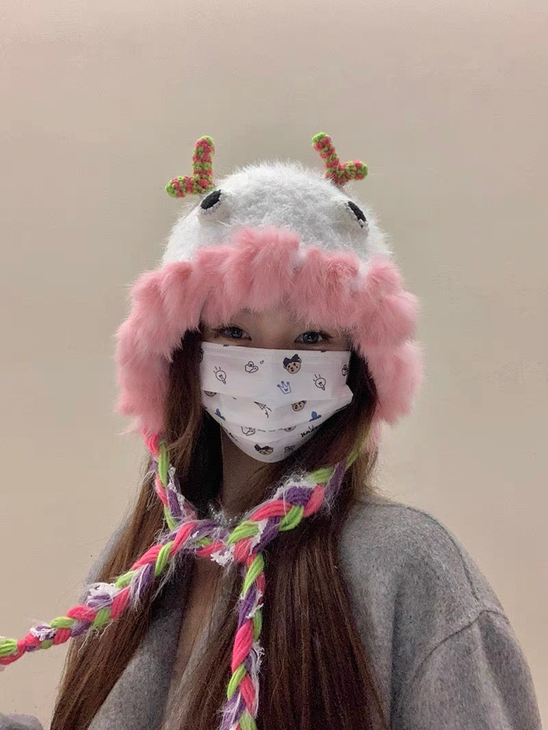 Furry Cute Monster Hat (3 Colours)