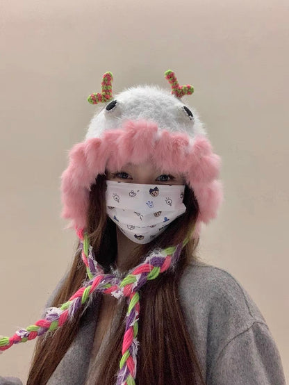 Furry Cute Monster Hat (3 Colours)
