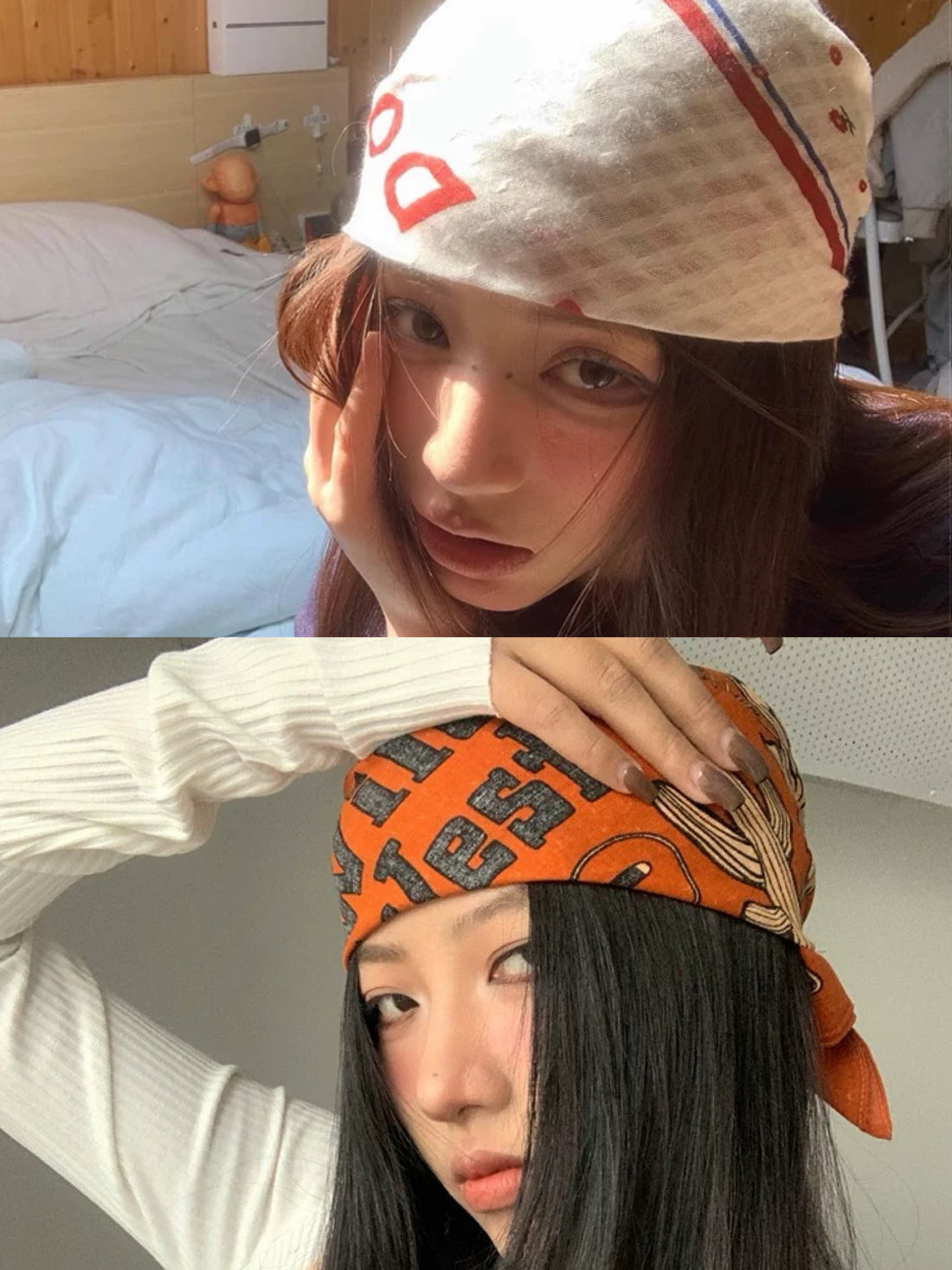 Cool Scarf /Headband (Orange, White)