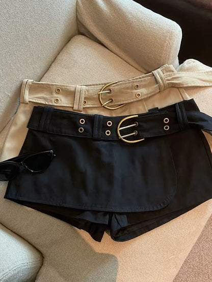 Black Low Waist Mini Skort Shorts SK39 (S)