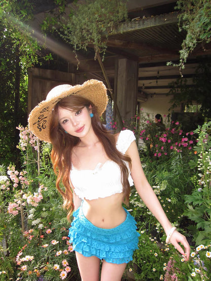 White Top + Blue Skort Two Piece Set (S)