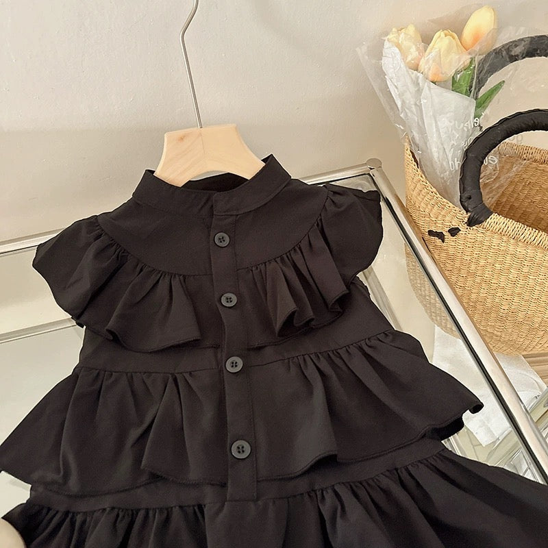 Little Girl Halter Collar Black Dress (90,100)