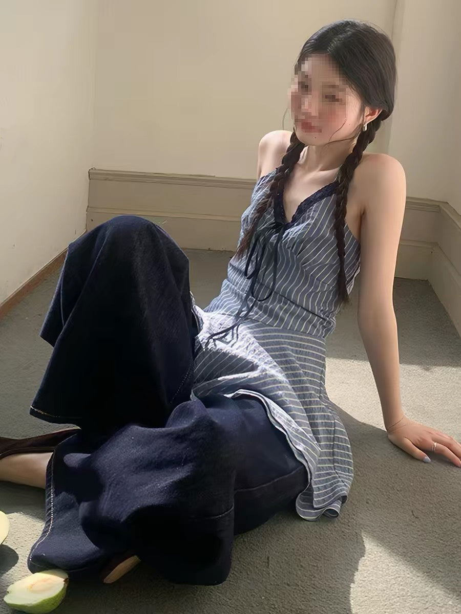 Navy Stripe Strap Mini Dress