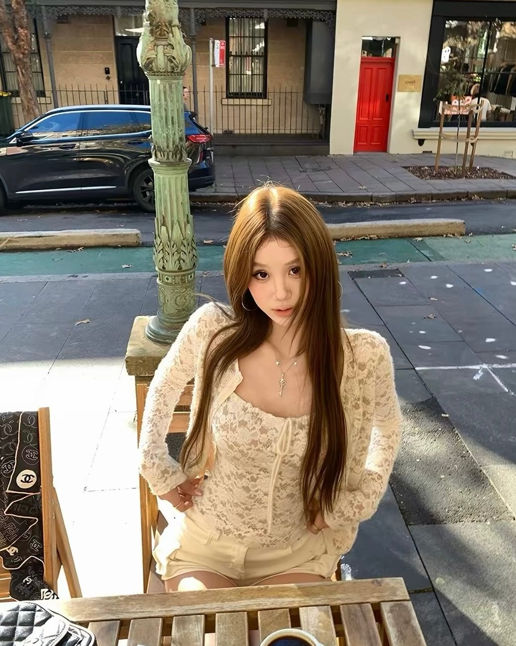 Embroidery Laces Top + Cardigan Two Piece Set