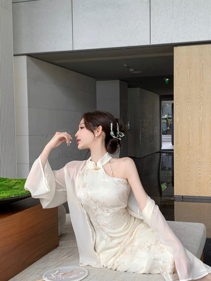 Beige Cheongsam CD027 Long Dress (S)