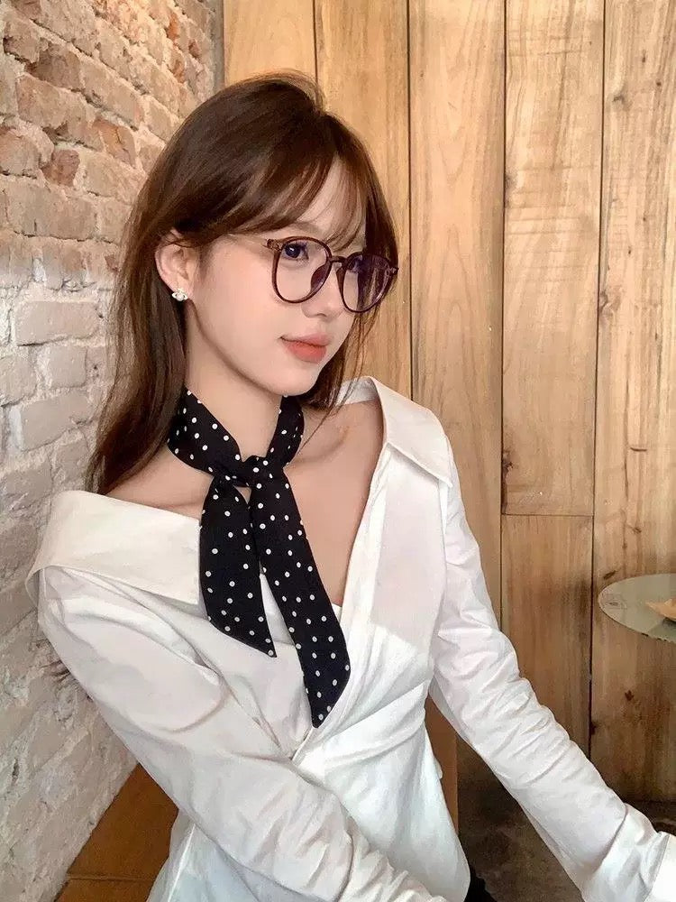 Polka Dot Ribbon Scarf as Choker/Necklace
