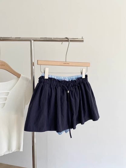 Navy Middle Waist Mini Skirt SK22