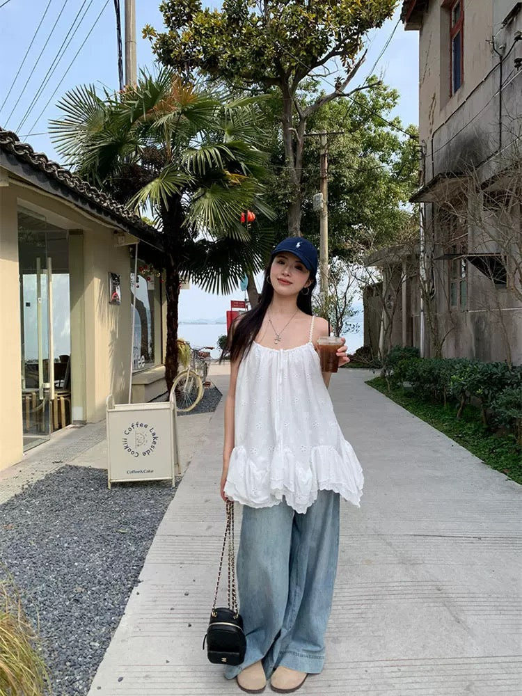 White Strap Dolly Top