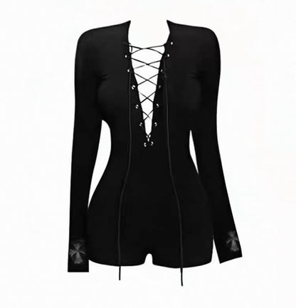 Black Long Sleeve Romper