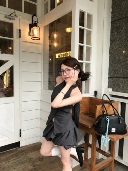 Stripe Top + Skort No Tag Two Piece Set (S, M)