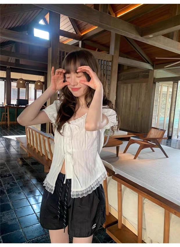 Puff Sleeve White Top