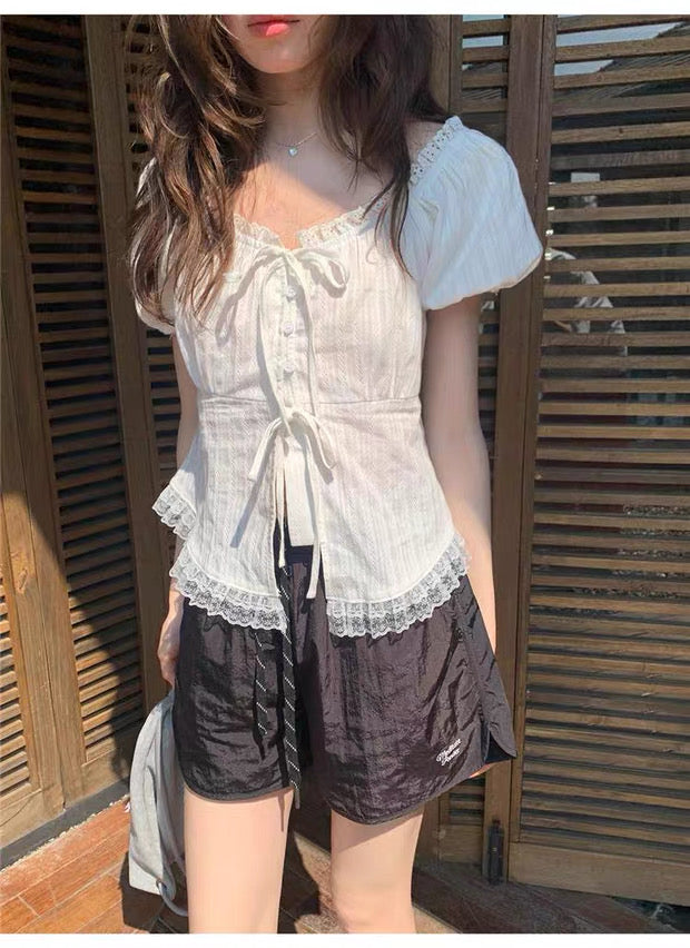 Puff Sleeve White Top
