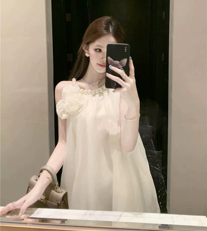 Chiffon 3D Roses Mini Dress