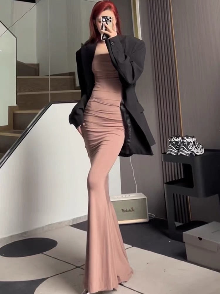 Strap Slim Fit Fish Tail Dress