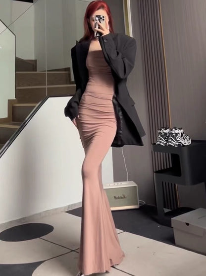 Strap Slim Fit Fish Tail Dress