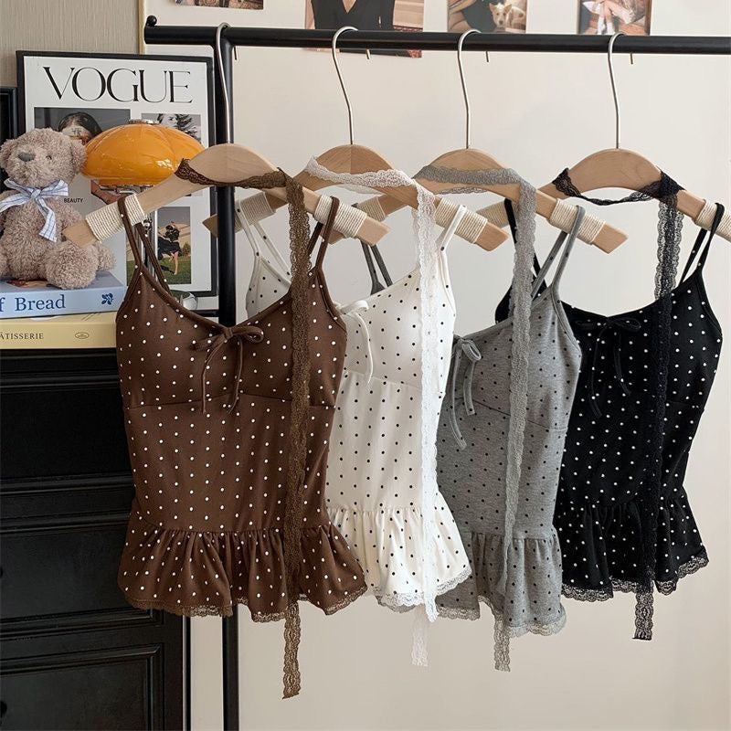 Polka Dot Top With Collar Strap