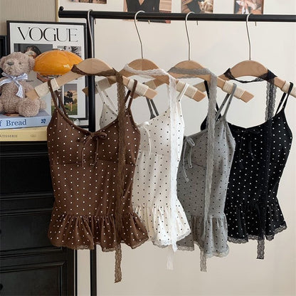 Polka Dot Top With Collar Strap
