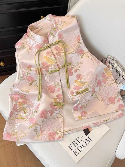 Pink Cheongsam Vest Top