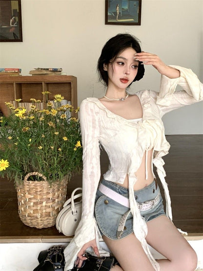 C014 Beige Long Sleeve Cardigan