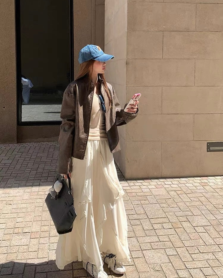 Beige Flare Long Skirt SK41