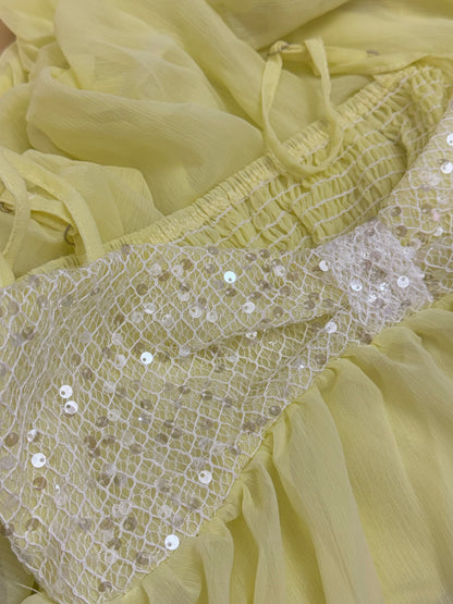 Thin Mesh Yellow Dress