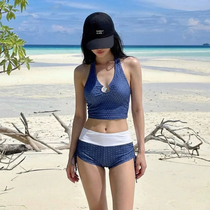 Blue Heart Navy Bikini BK45 Two Piece Set (S, M)