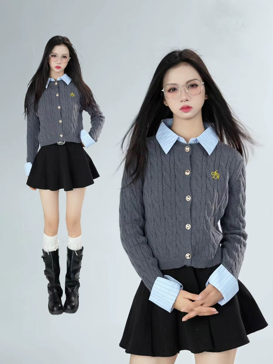 Uni Grey Long Sleeve Knitted Top