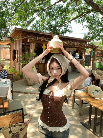 Chocolate Polka Dot Top