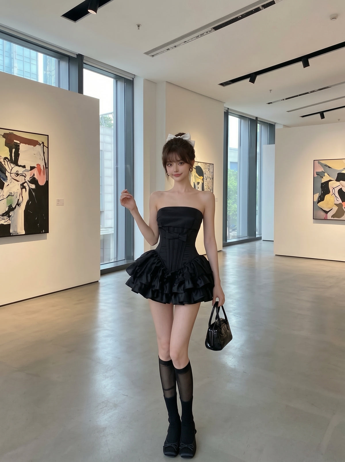 Tube Black Dress + Shorts (XS-S)