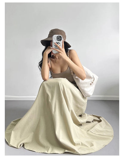U Collar Strap Long Dress