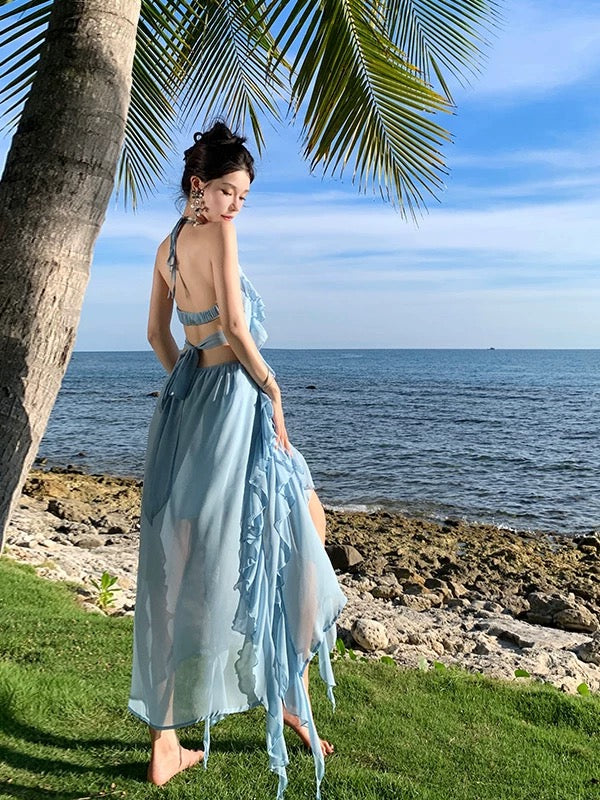 Bareback Sky Blue Long Dress