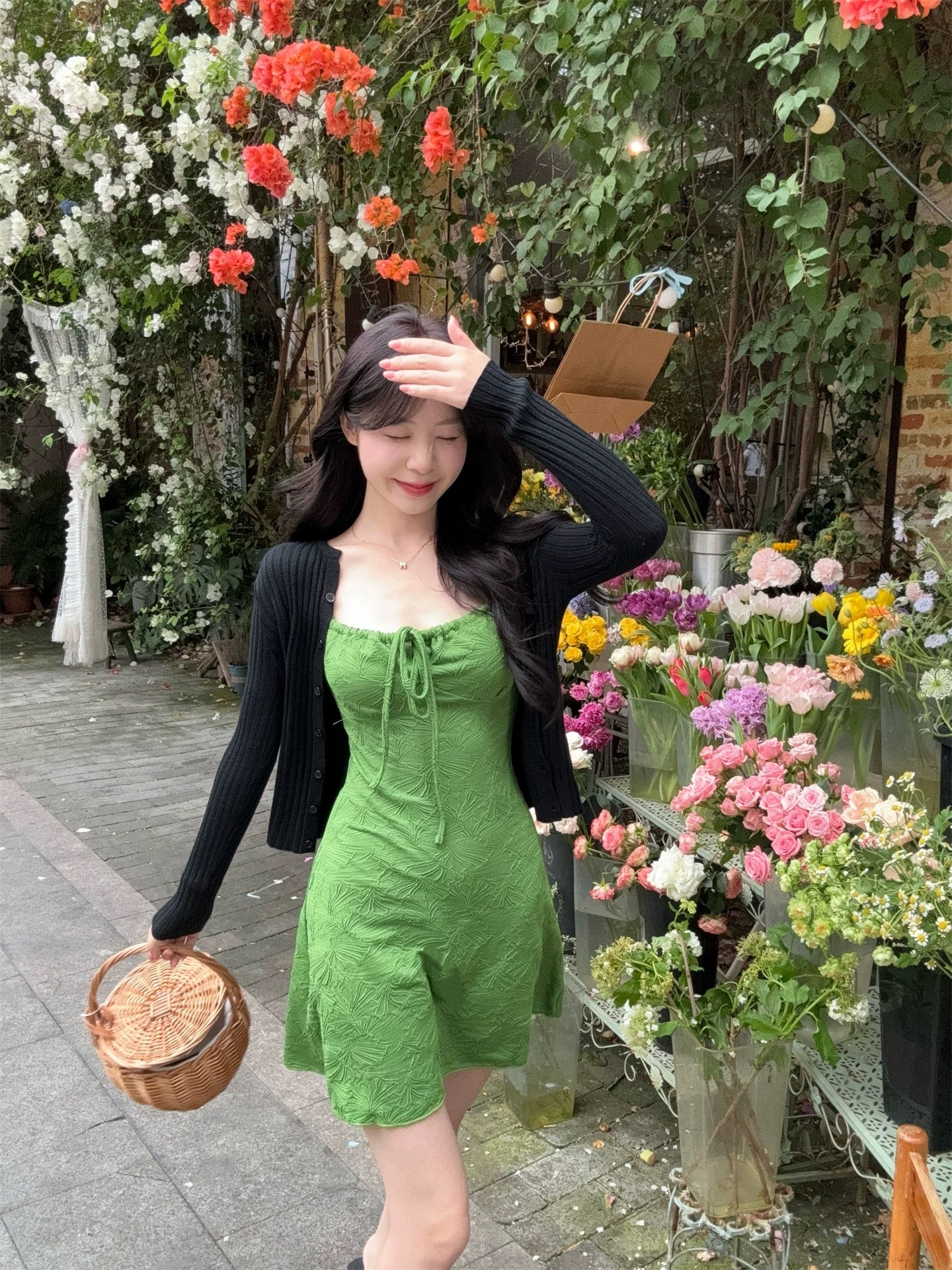 Green Strap Mini Dress (S,M)