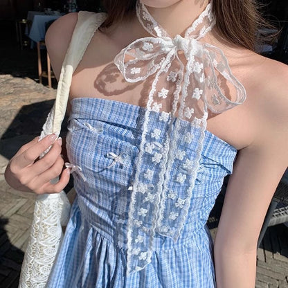 White Flower Lacey Ribbon as Choker/Necklace