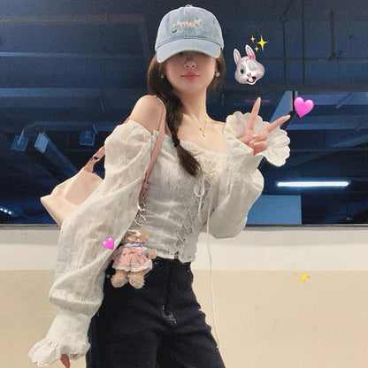 Long Puff Sleeve White Top