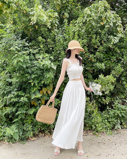 Crop Top + Long Skirt Two Pieces Set