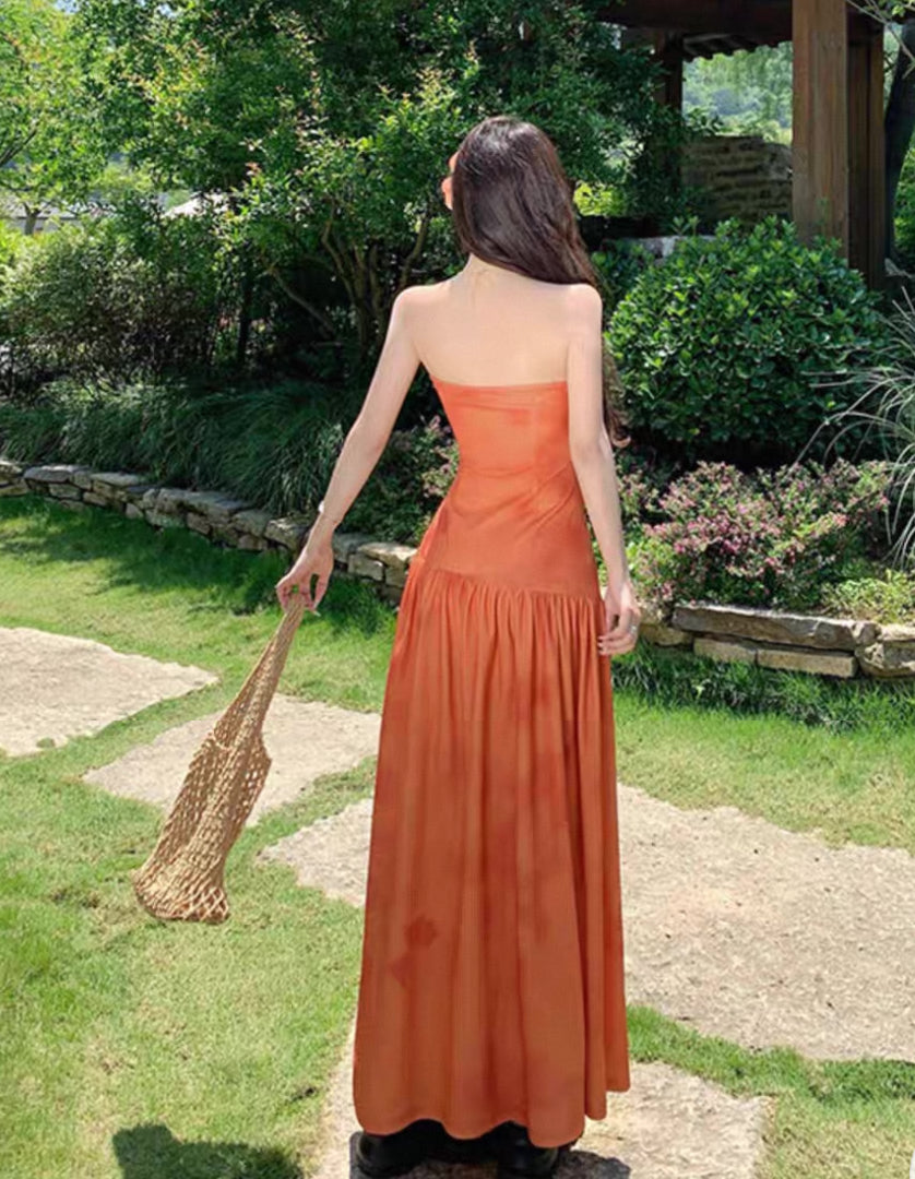 Orange Tube Long Dress