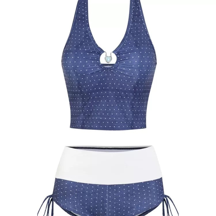 Blue Heart Navy Bikini BK45 Two Piece Set (S, M)