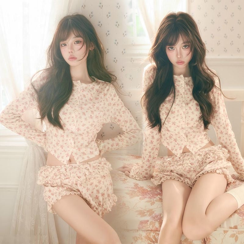 Pink Flo Top + Shorts Two Pieces Set