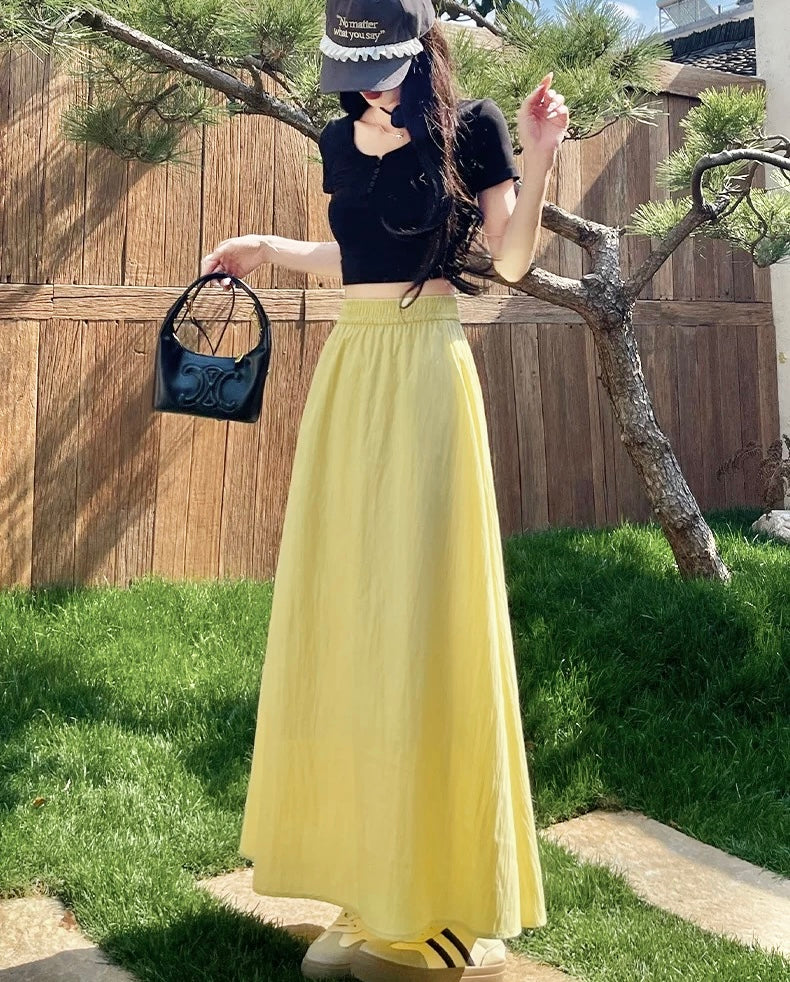 Yellow A Line Long Skirt