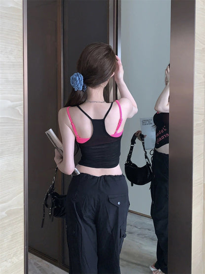 Inner Bra + Singlet Top Set (Purple, Red, Black)