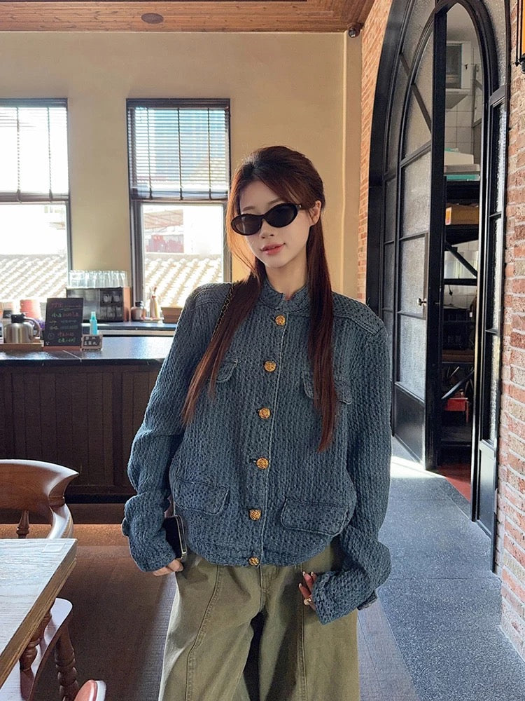 Navy Cardigan Top