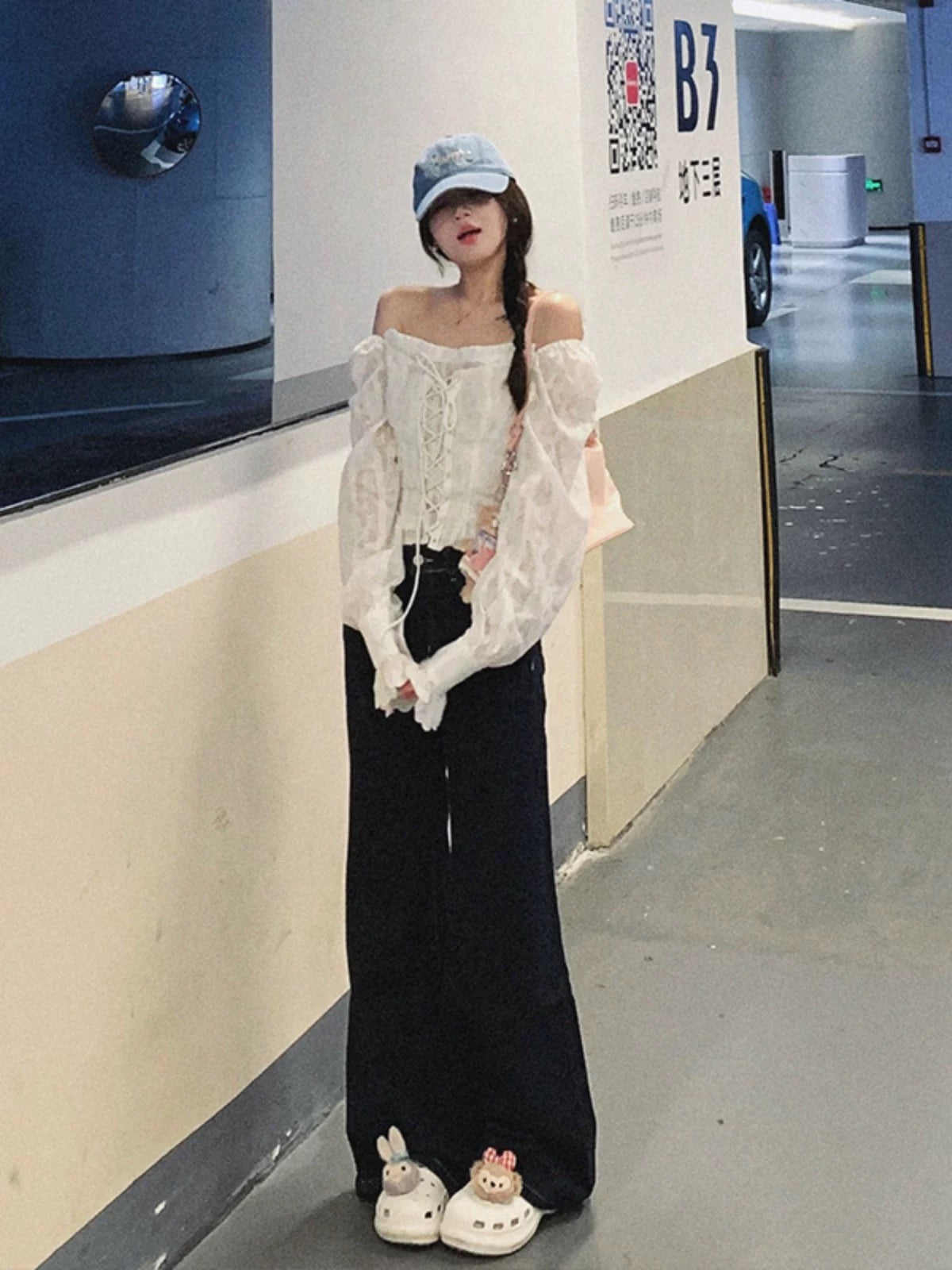 Long Puff Sleeve White Top