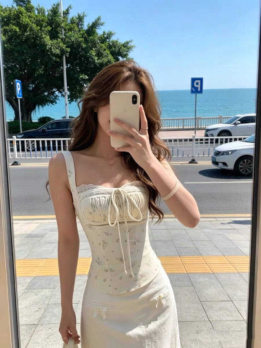 Sleeveless Lavender Beige Top