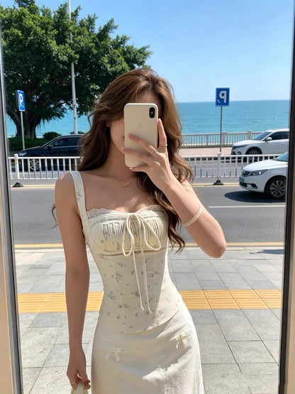Sleeveless Lavender Beige Top