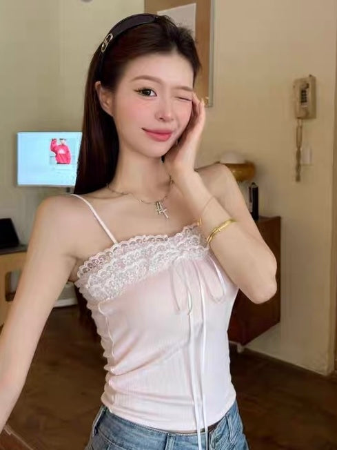Mix Lace Strap Tube Top (Pink, Green, White, Blue)