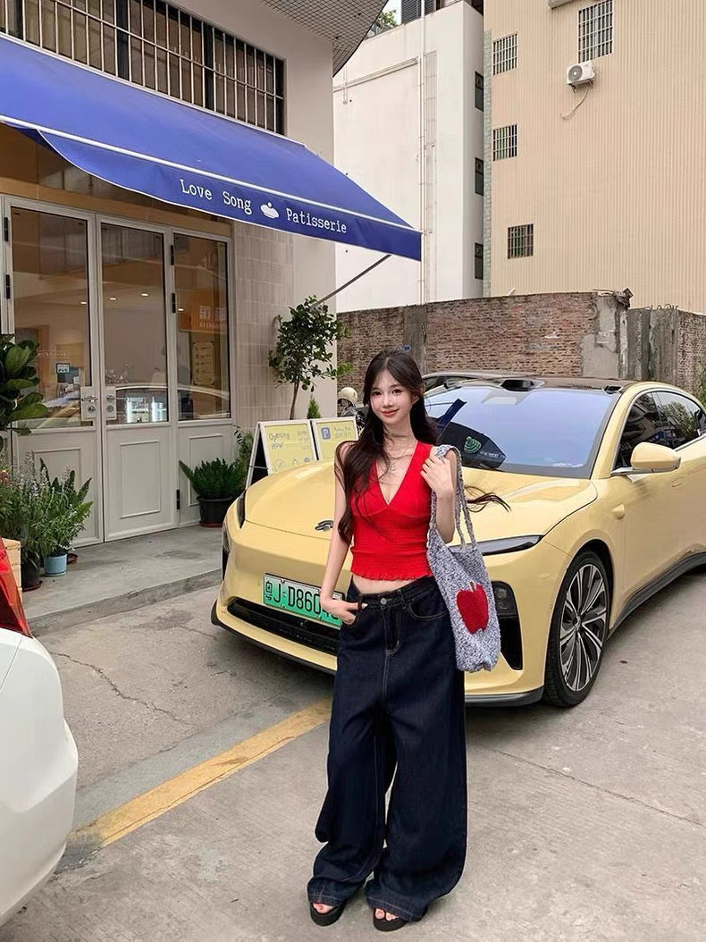 Sleeveless Deep V Top