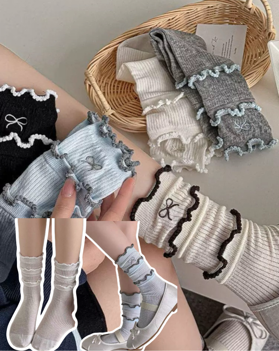 S025 Ribbon Layer Short Socks