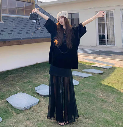 Black Velvet Tee Top